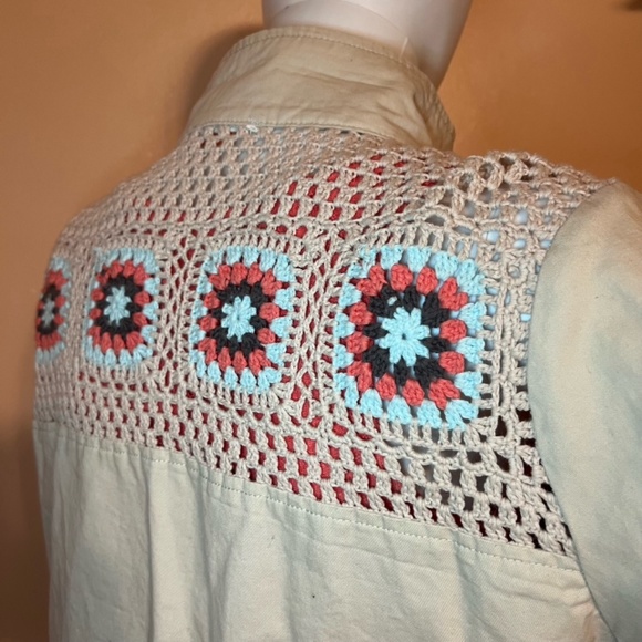 NWOT Cotton Jacket Native-Themed Crochet Back - Picture 10 of 11